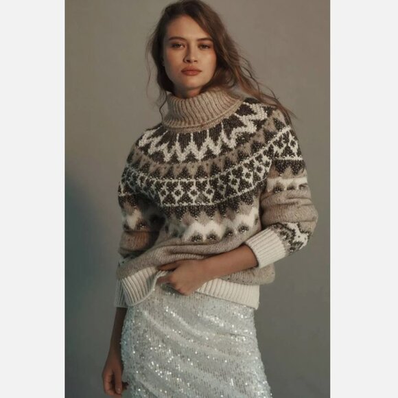 Anthropologie Sweaters - NWT Anthropologie Pilcro Ribbed Turtleneck Sweater Fair Isle Size S